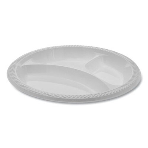 Pactiv Meadoware® OPS Dinnerware, 3-Compartment Plate, 10.25" dia, White, 500/Carton Item: PCTMIC10Y