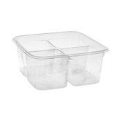 Pactiv Evergreen EarthChoice Square Recycled Bowl,4-Compartment, 32 oz, 6.13 x 6.13 x 2.61, Clear, Plastic, 360/Carton Item: PCTY6S324C