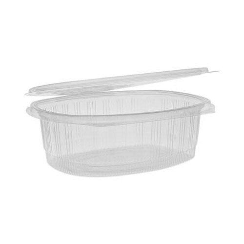 Pactiv Evergreen EarthChoice Recycled PET Hinged Container, 48 oz, 8.88 x 7.25 x 2.94, Clear, Plastic, 190/Carton Item: PCTYCA910480000