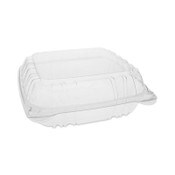 Pactiv Evergreen SENSATION SmartLock Hinged Lid Container, 8.34 x 8.24 x 3.05, Clear, Plastic, 200/Carton Item: PCTYCI821200000