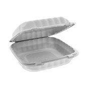 Pactiv Evergreen EarthChoice SmartLock Microwavable MFPP Hinged Lid Container, 8.31 x 8.35 x 3.1, White, Plastic, 200/Carton Item: PCTYCN808010000