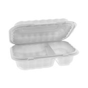 Pactiv Evergreen EarthChoice SmartLock Microwavable MFPP Hinged Lid Container, 2-Compartment, 9 x 6 x 3, White, Plastic, 270/Carton Item: PCTYCN809620000
