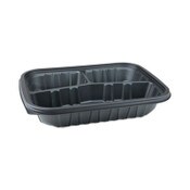 Pactiv Evergreen EarthChoice Entree2Go Takeout Container, 3-Compartment, 48 oz, 11.75 x 8.75 x 2.13, Black, Plastic, 200/Carton Item: PCTYCNB12X95203
