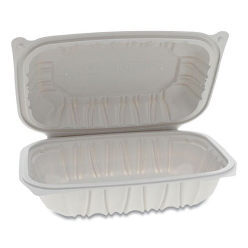 Pactiv Evergreen EarthChoice Vented Microwavable MFPP Hinged Lid Container, 9 x 6 x 2.75, White, Plastic, 170/Carton Item: PCTYCNW0207