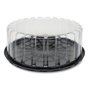 Pactiv Evergreen Plastic Cake Container, Shallow 9" Cake Container, 9" Diameter x 3.38"h, Clear/Black, 90/Carton Item: PCTYEH89902