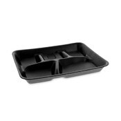 Pactiv Evergreen Foam School Trays, 5-Compartment Tray, 8.25 x 10.25 x 1, Black, 500/Carton Item: PCTYTHB0500SGBX