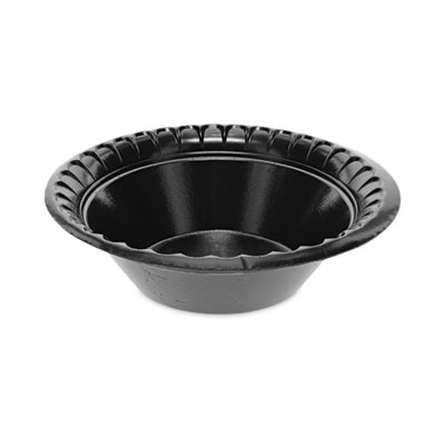 Pactiv Evergreen Placesetter Deluxe Laminated Foam Dinnerware, Bowl, 12 oz, 6" dia, Black, 1,000/Carton Item: PCTYTKB00120000