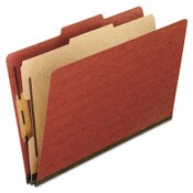 Pendaflex® Four-Section Pressboard Classification Folders, 2" Expansion, 1 Divider, 4 Fasteners, Letter Size, Red Exterior, 10/Box Item: PFX1157R