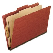 Pendaflex® Four-Section Pressboard Classification Folders, 2" Expansion, 1 Divider, 4 Fasteners, Legal Size, Red Exterior, 10/Box Item: PFX2157R