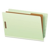 Pendaflex® End Tab Classification Folders, 2" Expansion, 1 Divider, 4 Fasteners, Legal Size, Pale Green Exterior, 10/Box Item: PFX23314