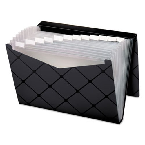 Pendaflex® Poly Expanding File, 1.5" Expansion, 13 Sections, Cord/Hook Closure, 1/12-Cut Tabs, Letter Size, Black Item: PFX39624BLA