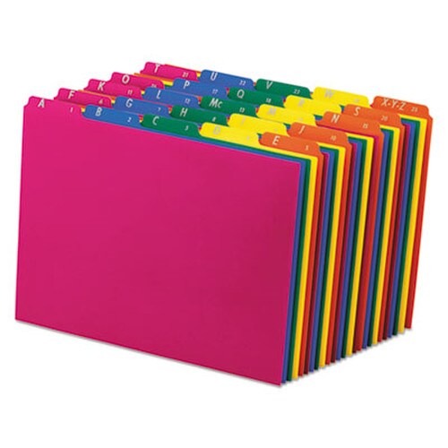 Pendaflex® Poly Top Tab File Guides, 1/5-Cut Top Tab, A to Z, 8.5 x 11, Assorted Colors, 25/Set Item: PFX40142