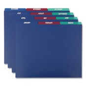 Pendaflex® Poly Top Tab File Guides, 1/3-Cut Top Tab, January to December, 8.5 x 11, Assorted Colors, 12/Set Item: PFX40144