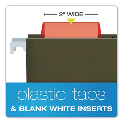Pendaflex® Transparent Colored Tabs For Hanging File Folders, 1/5-Cut, Red, 2" Wide, 25/Pack Item: PFX42RED