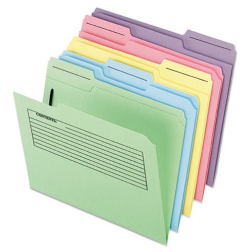 Pendaflex® Printed Notes Fastener Folder, 1 Fastener, Letter Size, Assorted Colors, 30/Pack Item: PFX45270