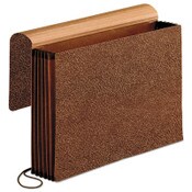 Pendaflex® Premium Reinforced Expanding Wallet, 5.25" Expansion, 1 Section, Elastic Cord Closure, Legal Size, Red Fiber Item: PFX60575