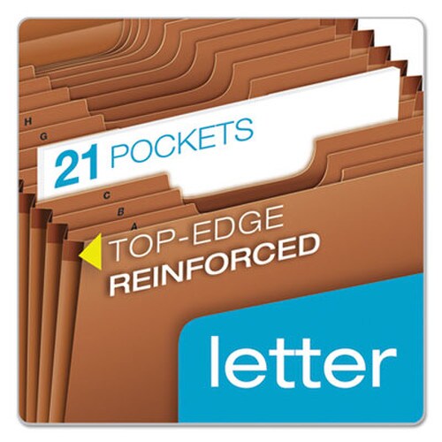 Pendaflex® Heavy-Duty Expanding File with Reinforced Flap, 21 Sections, Elastic Cord Closure, 1/3-Cut Tabs, Letter Size, Redrope Item: PFXR117ALHD