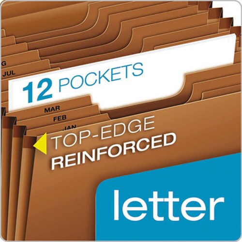 Pendaflex® Heavy-Duty Expanding File with Reinforced Flap, 12 Sections, Elastic Cord Closure, 1/3-Cut Tabs, Letter Size, Redrope Item: PFXR117MLHD