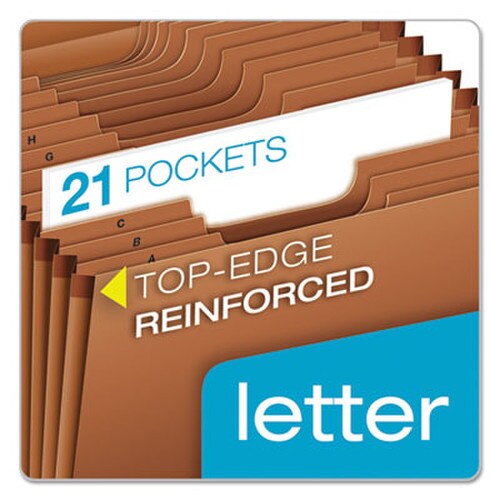 Pendaflex® Heavy-Duty Open-Top Expanding Stadium File, 21 Sections, 1/3-Cut Tabs, Letter Size, Redrope Item: PFXR217AHD