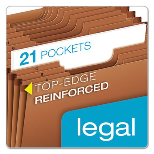 Pendaflex® Heavy-Duty Open-Top Expanding Stadium File, 21 Sections, 1/3-Cut Tabs, Legal Size, Redrope Item: PFXR219AHD