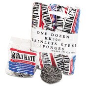 Kurly Kate® Stainless Steel Scrubbers, Medium, 3.5 x 3.5, Steel Gray, 12/Pack, 12 Packs/Carton Item: PUX300