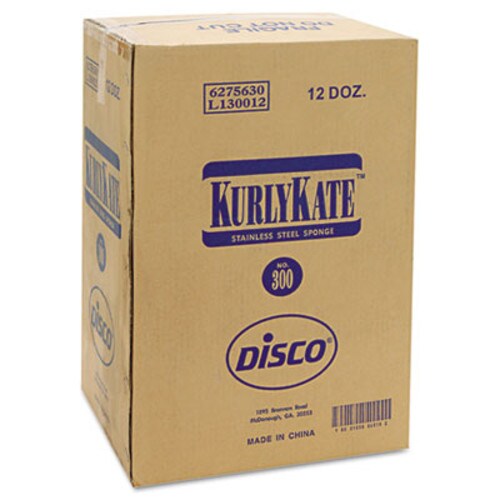 Kurly Kate® Stainless Steel Scrubbers, Medium, 3.5 x 3.5, Steel Gray, 12/Pack, 12 Packs/Carton Item: PUX300