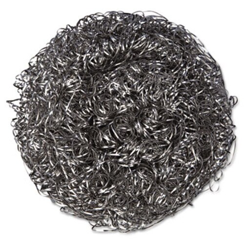 Kurly Kate® Stainless Steel Scrubbers, Large, 4 x 4, Steel Gray, 12 Scrubbers/Pack, 6 Packs/Carton Item: PUX756