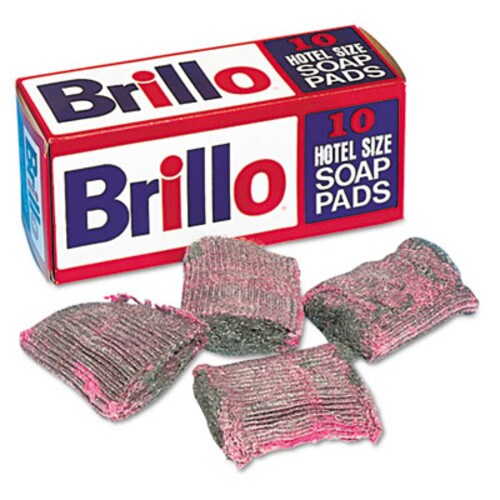 Brillo® Hotel Size Soap Pad, 4 x 4, Charcoal/Pink, 10/Box Item: PUXW240000