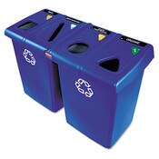 Rubbermaid® Commercial Glutton Recycling Station, Four-Stream, 92 gal, Blue Item: RCP1792372