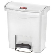 Rubbermaid® Commercial Slim Jim Streamline Resin Step-On Container, Front Step Style, 4 gal, Polyethylene, White Item: RCP1883554