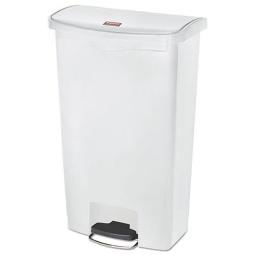 Rubbermaid® Commercial Slim Jim Streamline Resin Step-On Container, Front Step Style, 18 gal, Polyethylene, White Item: RCP1883559