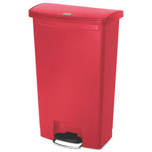 Rubbermaid® Commercial Streamline Resin Step-On Container, Front Step Style, 18 gal, Polyethylene, Red Item: RCP1883568