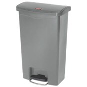 Rubbermaid® Commercial Slim Jim Streamline Resin Step-On Container, Front Step Style, 13 gal, Polyethylene, Gray Item: RCP1883602