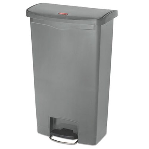Rubbermaid® Commercial Slim Jim Streamline Resin Step-On Container, Front Step Style, 18 gal, Polyethylene, Gray Item: RCP1883604