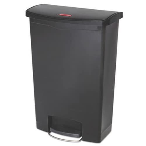 Rubbermaid® Commercial Streamline Resin Step-On Container, Front Step Style, 24 gal, Polyethylene, Black Item: RCP1883615