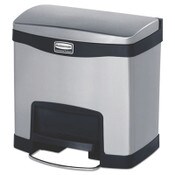 Rubbermaid® Commercial Slim Jim Stainless Steel Step-On Container, Front Step Style, 4 gal, Stainless Steel, Black Item: RCP1901982