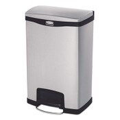 Rubbermaid® Commercial Slim Jim Stainless Steel Step-On Container, Front Step Style, 13 gal, Stainless Steel, Black Item: RCP1901992