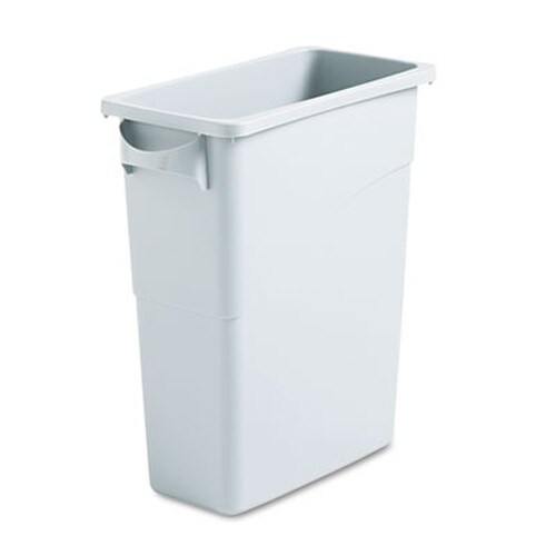Rubbermaid® Commercial Slim Jim Waste Container with Handles, 16 gal, Plastic, Light Gray Item: RCP1971258