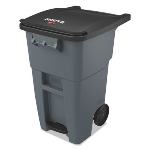 Rubbermaid® Commercial Brute Step-On Rollouts, 50 gal, Metal/Plastic, Gray Item: RCP1971956
