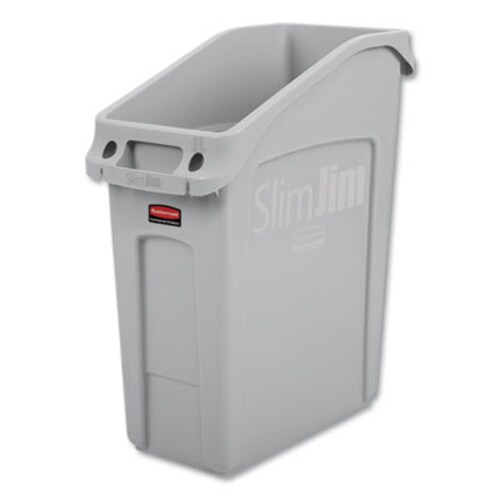 Rubbermaid® Commercial Slim Jim Under-Counter Container, 13 gal, Polyethylene, Gray Item: RCP2026695