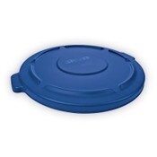 Rubbermaid® Commercial BRUTE Self-Draining Flat Top Lids for 32 gal Round BRUTE Containers, 22.25" Diameter, Blue Item: RCP263100BE