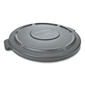 Rubbermaid® Commercial BRUTE Self-Draining Flat Top Lid, for 32 gal Round BRUTE Containers, 22.25" Diameter, Gray Item: RCP263100GY