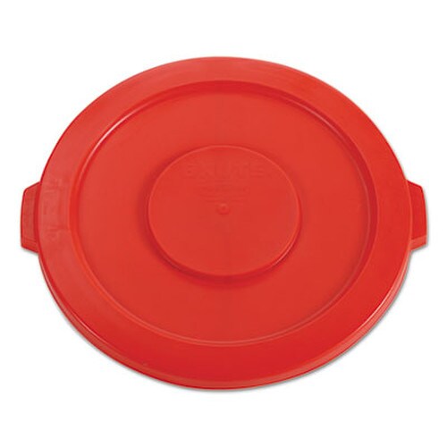 Rubbermaid® Commercial BRUTE Self-Draining Flat Top Lids for 32 gal Round BRUTE Containers, 22.25" Diameter, Red Item: RCP2631RED