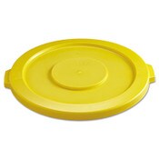 Rubbermaid® Commercial BRUTE Self-Draining Flat Top Lids for 32 gal Round BRUTE Containers, 22.25" Diameter, Yellow Item: RCP2631YEL