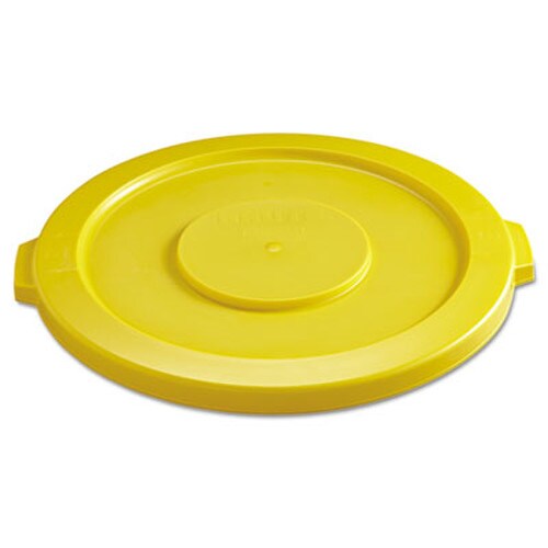 Rubbermaid® Commercial BRUTE Self-Draining Flat Top Lids for 32 gal Round BRUTE Containers, 22.25" Diameter, Yellow Item: RCP2631YEL