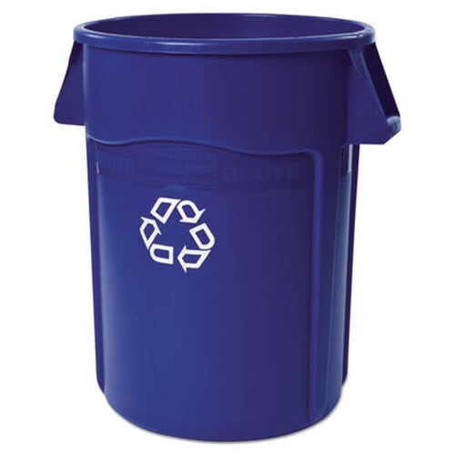 Rubbermaid® Commercial Brute Recycling Container, 44 gal, Polyethylene, Blue Item: RCP264307BLU