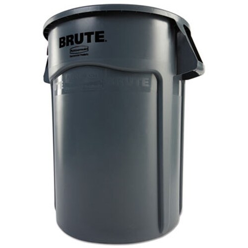 Rubbermaid® Commercial Vented Round Brute Container, 44 gal, Plastic, Gray Item: RCP264360GY