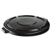 Rubbermaid® Commercial BRUTE Self-Draining Flat Top Lids, 24.5" dia x 1.5h, Black Item: RCP264560BLA