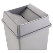 Rubbermaid® Commercial Untouchable Square Swing Top Lid, Plastic, 20.13w x 20.13d x 6.25h, Gray Item: RCP2664GRAY