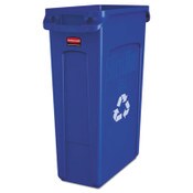 Rubbermaid® Commercial Slim Jim Plastic Recycling Container with Venting Channels, 23 gal, Plastic, Blue Item: RCP354007BE
